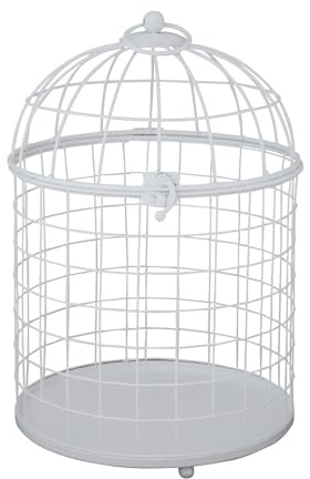Deko-Vogelkäfig Hedwig weiß aus Metall H31cm im modernen Landhausstil - KLEIN