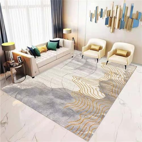 RUGMRZ Jugendzimmer Teppich Jungen 200x250CM günstig Nach Mass Grau Abstraktes Streifenmuster Maschinenwaschbarer Wohnzimmerteppich Kinderteppiche Mädchen