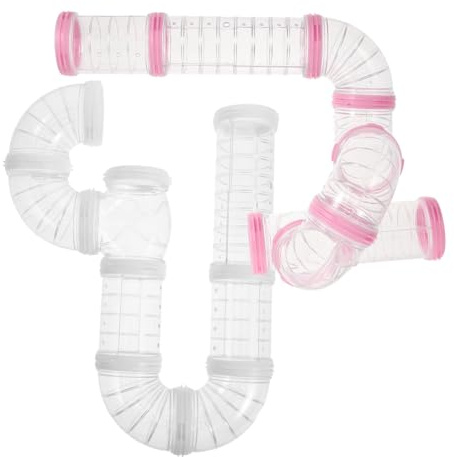 Hamsterkäfigverbinder mit Selbstgemacht Außenröhre, 2 Satz Pp, Weiß Rosa | Abnehmbare Verbindung, Leicht zu Reinigen, für Hamster und Eichhörnchen, Sichere Haltung im Käfig