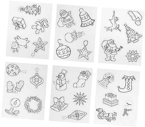 ULDIGI Wärmeschrumpfende Schrumpffolie Weihnachts 6 Stück Selbstgemacht Bastelfolie Mit Weihnachtsmotiven Handhabbar Kreatives Bastelzubehör Für Kinder Und Familie