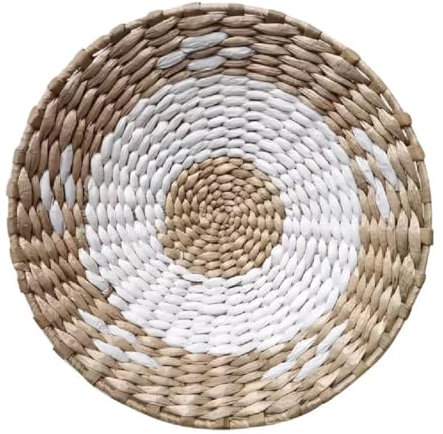Nvzi Boho-Wandkorb, Seegras-Rattan-Weidengeflecht, Boho-Wanddekoration, umweltfreundlich, rund, Wandkunst für Bauernhaus, Schlafzimmer, Wohnzimmer, Ausstellungstisch, Küche, Zuhause (Stil F)