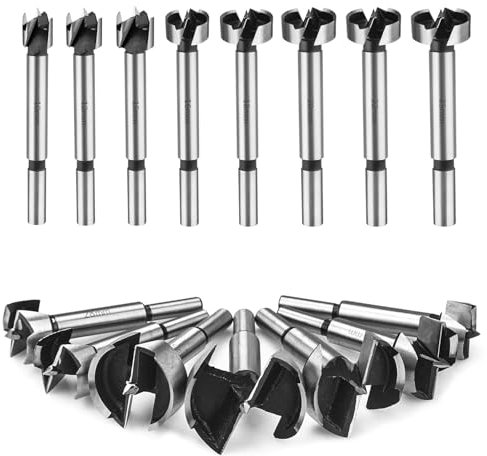 Forstnerbohrer Set Ø10-50mm, Holzbearbeitung Bohrer Set, TOOSOAR Holzbohrer Set, 15 Stück Flach-Flügel-Bohrer