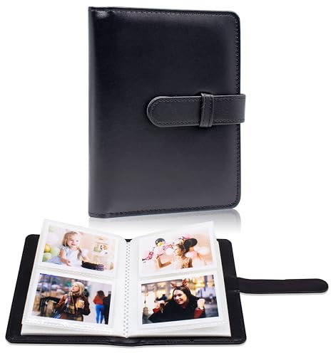 64 Taschen Fotoalbum Buch für 2x3 Inch Film - Mini kleine Alben für Fujifilm Instax Mini Sofortbildkamera, für Polaroid Hi-Print Bilder, Kpop Fotokartenhalter Binder (Black)