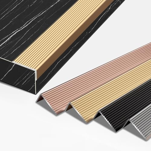 Stufen-Kantenprofil Aluminium Silber, Treppenkante für Treppen, Treppenkanten-Schutzprofil, für Parkett Und Laminat, mit Antirutschbelag, Treppen-Kantenprofil, L-Form-Eckschutz, Treppenkantenleiste(Ro