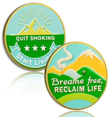 Quit Smoking Recovery Coin, Breathe Free Sobriety Coin - Addiction Recovery Medals for Anxiety Relief, Anti-Smoking Inspirational Gifts for Men Women