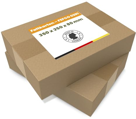 25x DHL Kleinpaket Versandkarton 350x250x80mm | Robuster und Stabiler Karton für DHL, Hermes, DPD Warenpost & Päckchen | Faltkarton für Versand | FEFCO 0201