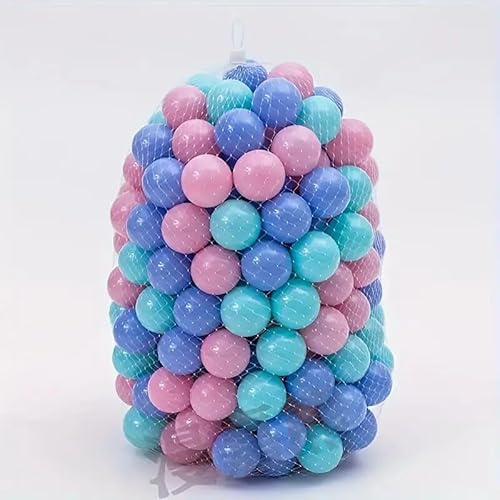 Genérico 100 Stück Kunststoffbälle für Bälle, 5,5 cm, Pastellfarben, Rosa, Blau und Türkis