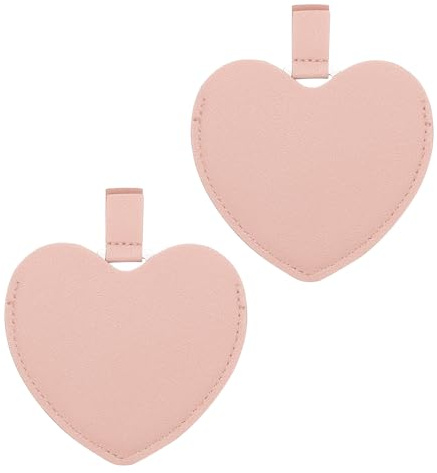 sourcing map Kleine Taschenspiegel für Geldbörse, 9,7 x 8,5 cm, Herzform, Edelstahl, kompakter Make-up-Spiegel mit Lederetui, Reisehandgerät für Damen, Mädchen, Rosa, 2 Stück