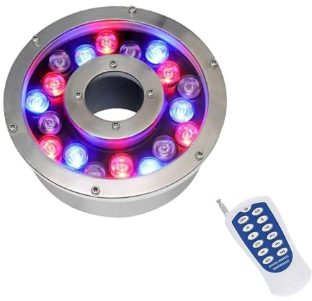 Faretto Subacquei - Faretti Piscina, IP68 Illuminazione Impermeabile Per Stagno A Foro Centrale, Luce Subacquea 12/24V, Lampada Per Giochi D'acqua Con Cambio Colore RGB Con Telecomando(6w(AC24V))