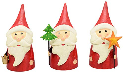 ETC winterlicher weihnachtlicher Zaunhocker Nikolaus Santa Metall bemalt Verschiedene Motive zur Auswahl (rot als 3-er Set)