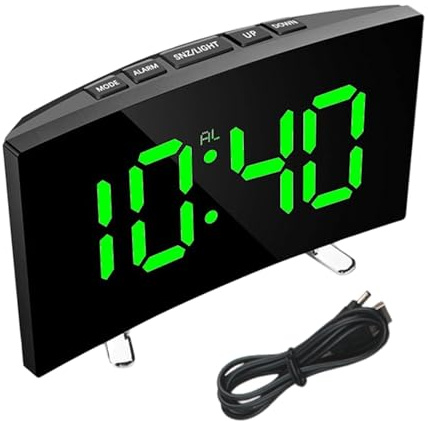 relojDe Alarma Digital - relojDe Escritorio De Pantalla Curva, Pantalla De Escritorio LED Portátil | Gran Dormitorio De Horario Electrónico Silencioso, Relojes Modernos De Mesa Para El Hogar Con Núm