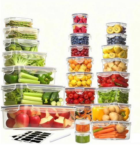 Kottwca Frischhaltedosen mit Deckel Set, 50-teilige (25 Behälter+25 Deckel) | Tupperdosen Set, Küche Meal Prep Boxen 100% Auslaufsicher, BPA-Frei Frischhaltedose für Kühlschrank Mikrowellen