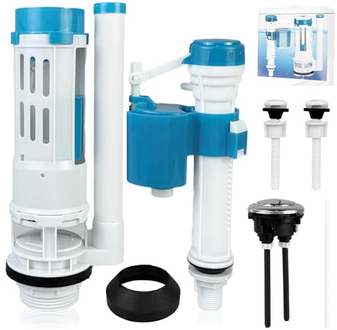Toilet Flush System Replacement Dual Flush Adjustable for 25-30cm Tank | Full or partial flush saves water, Dual seals prevent leaks, Anti-siphon with filter protects water, DIY install no tools
