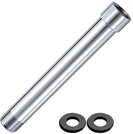 GVSS Duschkopf-Verlängerung G1/2 Zoll zum Einstellen der Höhe des Kopfbrauses | Universal-Anschluss, 15,2 cm, Edelstahl 304, rostfrei, ohne Auslaufen, elegantes Silber-Finish