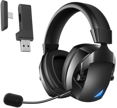 LICAEVEY Casque de Jeu sans Fil pour PC Mobile, Casque Bluetooth 5.4 2,4 GHz avec Micro Antibruit, Pilote de 50 Mm, Son Surround 7.1, Lumière RVB, Batterie de 50 Heures pour la Musique (Black)