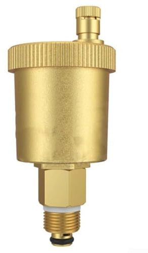 Valvola automatica di sfiato dell'aria per sistemi di riscaldamento idronico – Valvola di sfiato in ottone da 3/8, pressione massima 10 bar, temperatura massima dell'acqua 110 °C