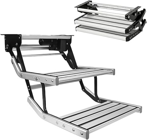 BoTongSiHai Kit Marchepied Électrique Universel 12V - Comprend Moteur 80W, LED. Installation Facile, Supporte 200KG. Large Plateforme Aluminium Antidérapante pour Divers Véhicules(Double Layer)