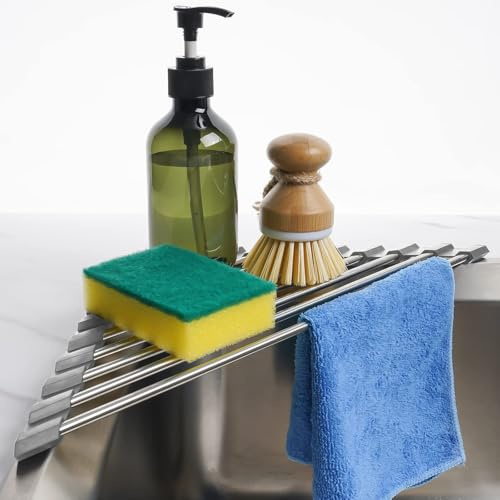 JUNJIEFU Dreieckiges Abtropfgestel Faltbare Matte | für das Waschbecken in der Küche, Abtropfgestell mit Silikonbeschichtung