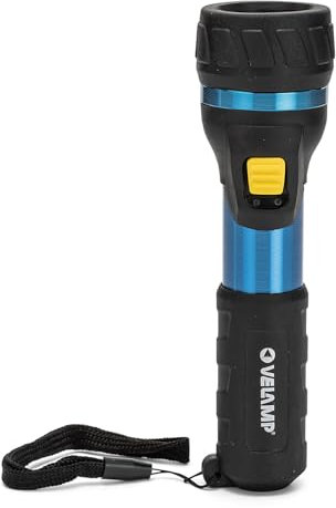 VELAMP Impulse - Torcia LED impermeabile 1W - Impugnatura antiscivolo e laccetto – Alta potenza e resistenza - Per uso esterno ed emergenze - 2 batterie tipo AA
