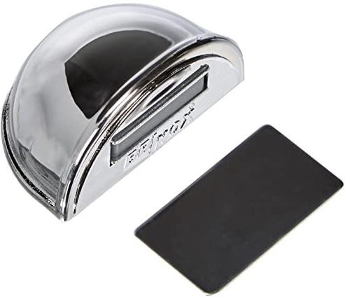 Brinox Tope de Puerta con Imán, Adhesivo, Fabricado en España, Cromado, Incluye Placa de Acero Inoxidable, Protección de Paredes y Muebles, 1 Unidad