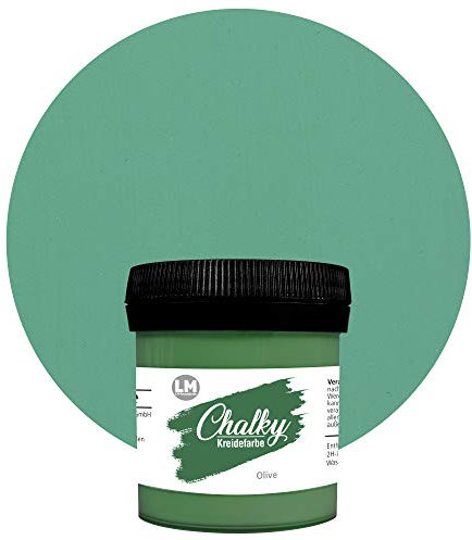 LM-Kreativ Chalky Kreidefarbe 100ml (Olive) - - Finish Kreide-Farbe für einen Vintage/Shabby-Chic-Look. Die Kreidefarben/Kalkfarbe sind auch als Holzfarbe verwendbar & trocken matt auf