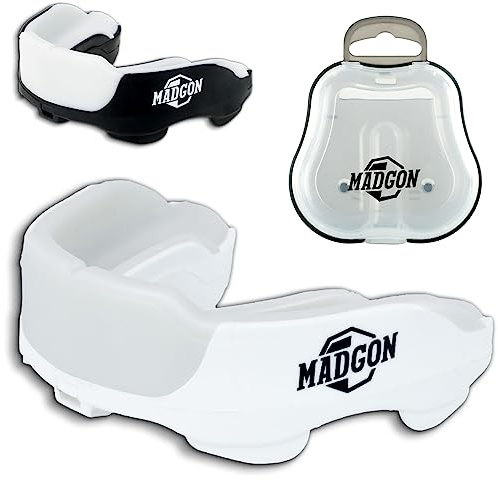MADGON Premium Mundschutz für ideale Atmung. Zahnschutz perfekt anpassbar mit Transportbox. Für Kampfsport, MMA, Boxen, Kickboxen, Hockey, Football - Erwachsene