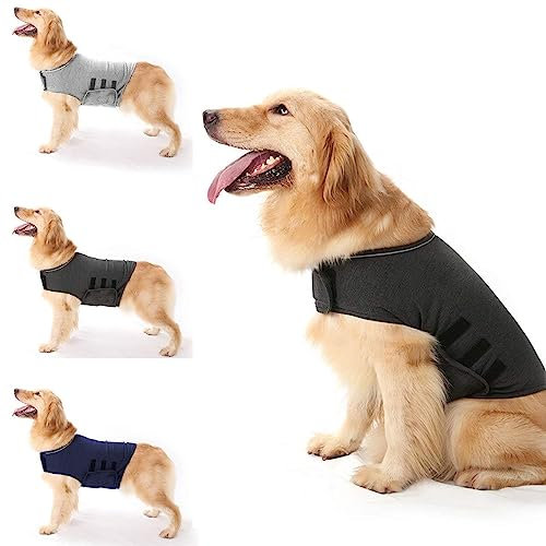 Anti-Angst-Hundejacke Beruhigungsmantel Haustier Stressabbau Hemd Warme Beruhigungsweste Leichte Donner Wickel Angst Jacke (Dunkelgrau L)