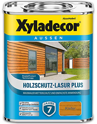 Xyladecor Holzschutz-Lasur Plus, Maximaler Wetterschutz und einfachste Anwendung, Kiefer, 2,5 l