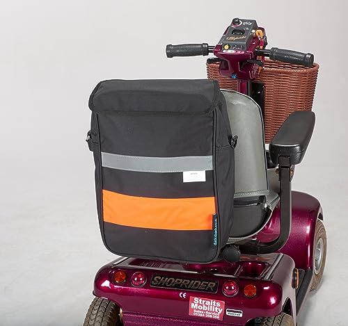 Ducksback Deluxe-Mobilitäts-Scooter-Tasche Fluoreszierende Einkaufs- und Aufbewahrungstasche mit Reißverschluss (Schwarz und Orange, L)