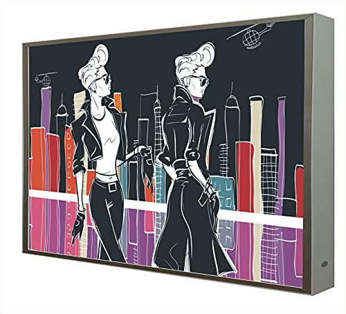 CCRETROILUMINADOS Bild mit Rahmen aus Holz, weiß lackiert, beleuchtet mit LEDs, Serie Pop Art, Modelle