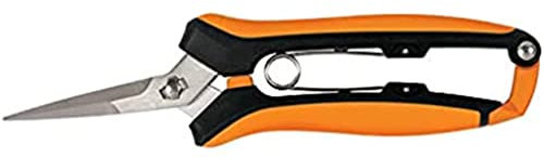 Fiskars Forbici per Fiori a Lame Curve, Lunghezza: 17,1 cm, Lame in Acciaio Inossidabile e Impugnatura in Plastica, Nero/Arancione, Micro-Tip, Solid, SP-160, 1063325
