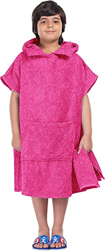 ALLEN & MATE 100% BAUMWOLLE Kinder-Strandtuch-Poncho – Übergroßer, schnelltrocknender Bademantel zum Umziehen mit Kapuze und Tasche für Jungen und Mädchen