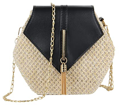 LHHMZ Bolsos cruzados de paja para mujer Monedero de playa de verano Bolsos de hombro de paja tejida