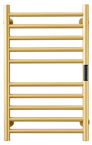 WPHH Radiatore Scaldasalviette Elettrico Oro Accessori da Bagno Portasciugamani Elettrico Moderno da Parete A 10 Bar con Timer Scalda Asciugamani da 115 W, Acciaio Inossidabile 304,Hardwired