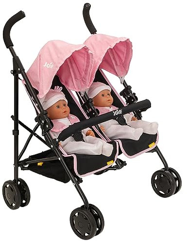Joie Aire Twin Pushchair | Childrens Double Stroller Pram In Black & Pink | Childrens Baby Doll Stroller Toy Umbrella Fold Stroller | Role Play Toy Dolls Buggy Pushchair | Ages 3+