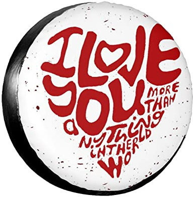 Reifenschutz Ich Liebe Dich Mehr Grungy Heart Form Print Sauberen Reifenschutzhülle Wetterfest Autoreifen Tasche Für SUV Auto Geburtstag 16inch