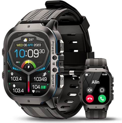 AVUMDA Smartwatch Uomo 1.96 Pollici AMOLED Schermo HD, Chiamate e Messaggi, Cardiofrequenzimetro Contapassi SpO2, 100+ Modalità Sportive, Impermeabile IP68 per iOS Android