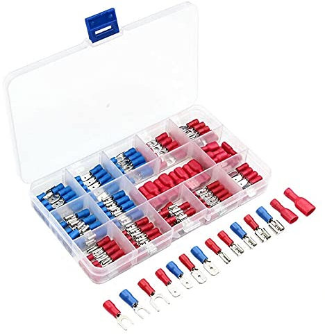Kabelschuhe 280/480/120. 0PCS. Isolierter Kabelstecker Elektrischer Draht Sortierte Crimp-Spaten-Butt-Ring-Gabel-Set Ring-Nasen Rolled Terminals Kit (Color : 1200Pcs)