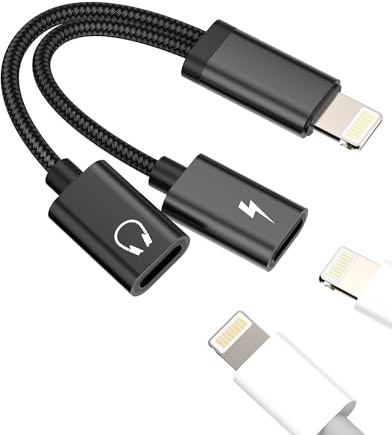 Dual Lightning Jack for iPhone Headphone Adapter 2in1 Audio Charge Splitter for Apple MFI Certified AUX Dongle Cable for Ipad air Mini 14 13 12 11 Pro Max 7 8 plus X Music Earphone Charging Converter