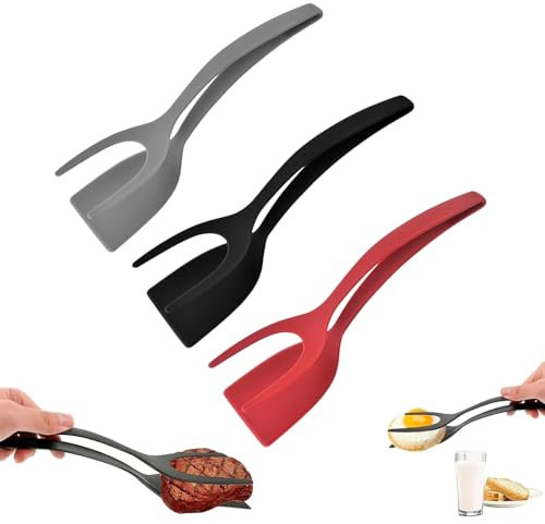 Eierspatel Aus Silikon,xlwen 3 Stück Eierwender Spatel,2 in 1 Spatel,2-in-1-Spatel und Zange,Silikon-Eierspatel,Egg Spatula Flipper Von Omelett, Pfannkuchen, Steak, Fisch Und Ei