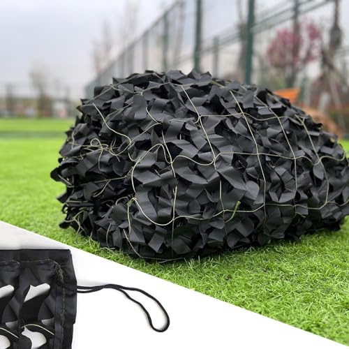 KGUDYS Black Camouflage Netting,Military Reinforced Camo Netting,Camouflage Decorative Mesh,Camouflage Net Curtain for Militaire/Hunting/Party Decoration/Fence,Black-4x4m(13 * 13ft)