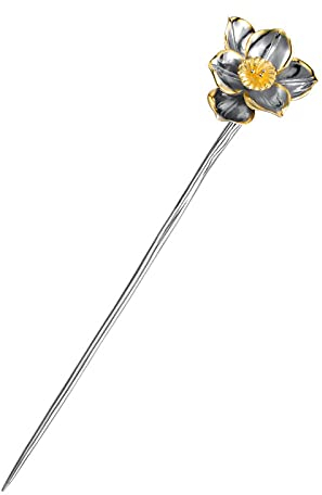 Haarschmuck, Vintage-Haarstäbchen, Haarnadel, chinesische Haarstäbchen aus S925-Silber, graue Verzierung, vergoldete Haarstäbchen for Dutts, Distressed-Haardutt-Schmuck for Braut, Frauen, Mädchen, ver
