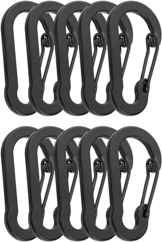 ORTAVA 10 Stück Mini-Karabinerhaken 50 mm, Aluminiumlegierung, S-Form | Aluminiumlegierung, 50 x 26 x 3 mm, mit Federverschluss; für Schlüssel, Rucksack, Gürtel und Camping, nicht zum Klettern