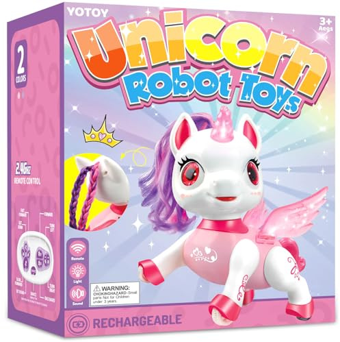 YOTOY Einhorn Roboter Spielzeug Geschenke für Mädchen Ferngesteuertes Einhorn Roboter Kinder Spielzeug für 3-12 Jahre Mädchen Junge Geschenk Geburtstag Spielsachen