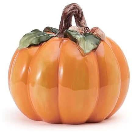 Fitz and Floyd Harvest Halloween Pumpkin Ceramic Figurine, 7.5 inch