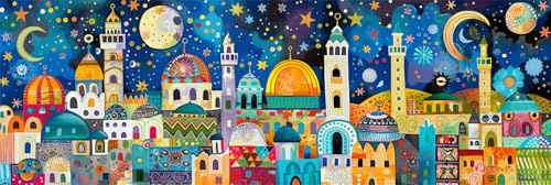 Oujkeef Ciudad Pintar por Números Adultos Gran 80x240cm, Pintura por Números Cielo estrellado, DIY Pintura por Numeros kit Manualidades Adultos, Room Home Decor, Regalos Originales para Mujer -481
