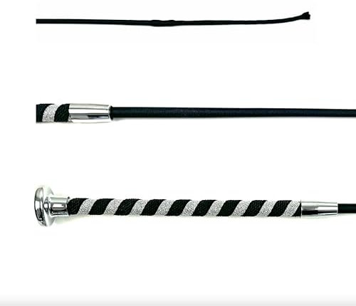 JA Horse SUPERTWIST Silber Glitzer Dressurgerte Dressurpeitsche Reitgerte Dressur Reiten Gerten (Schwarz, 110 cm)
