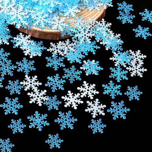 lafo Pack of 600 Snowflakes Decoration Confetti, Schneeflocken Konfetti, Glitzer Streudeko für Weihnachten & Winterdeko, Basteln mit 2 Größen, Eiskönigin Geburtstagsdeko, Kunstschnee Deko (Blue)