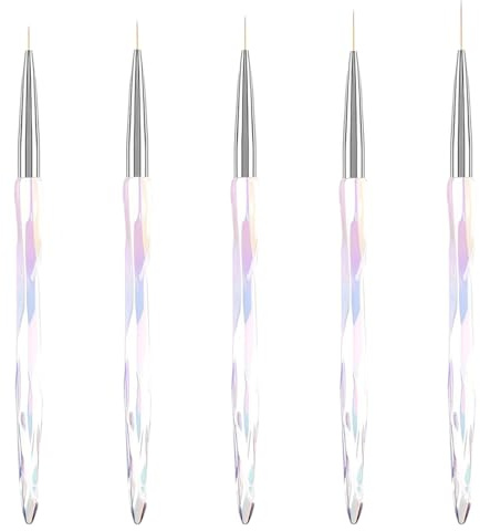 5 Pièces Pinceaux Pour Nail Art, Pinceaux en Détail à Ongles, 7/9/11/15/20mm Pinceau Ongle Gel, Brosses de Ongle Art pour DIY Nails Art Gel Dessiner des Détails