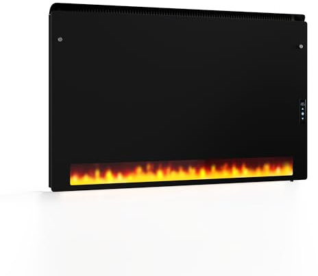 KLARSTEIN Infrared Heater 1110W – Wall Mounted, Graphene & Tempered Glass, IPX4 Rated, LED Display, Flame Effect, Energy Efficient IR Panel Heater for Living Spaces & Wet Areas